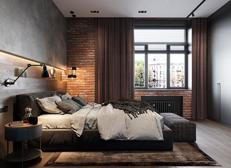 Спальня в стиле лофт